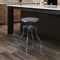 Armen Living Concord Adjustable Barstool in Industrial Grey with Pine Wood Seat LCCOSTSBPI